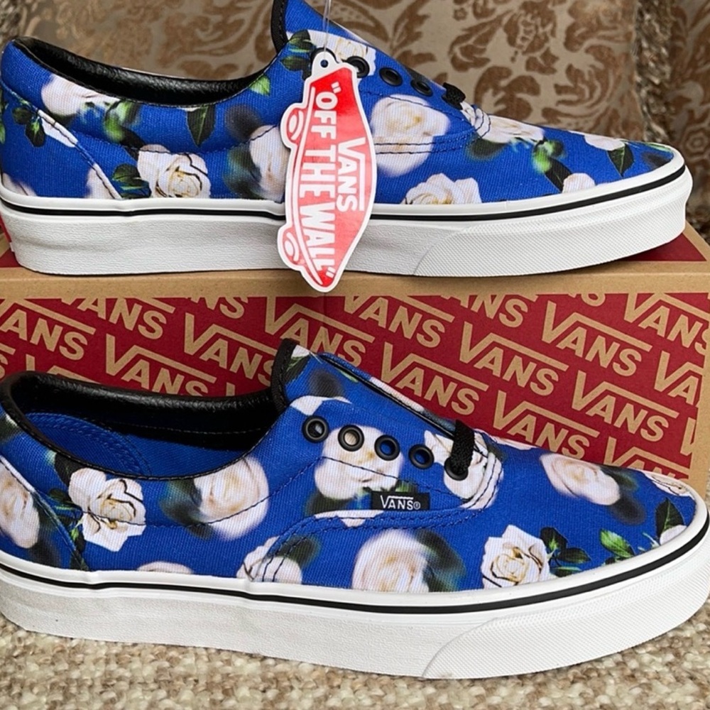 Vans Women’s Authentic Era Romantic Floral Lapis Shoes - Blue/White